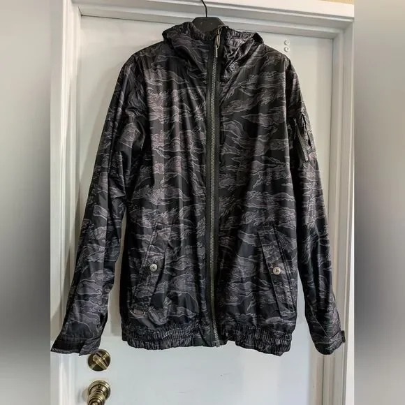 Burton Men's Camouflage Tiger Stripe Hooded Snowboarding Full Zip Jacket Medium - Picture 2 of 6